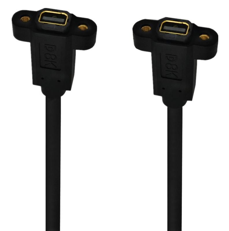 8K Mini DisplayPort 1.4 Female Panel Mount toFemale Panel Mount Extension Cable 30cm 2