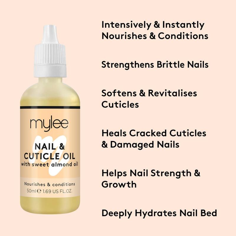 Mylee Sweet Almond Nail & Cuticle Oil 50ml, – Deeply Hydrating & Nourishing Cuticle Conditioner Oil, Non-Greasy Formula and Leaves No Sticky Residue, Lightly Scented With Almond Oil 1