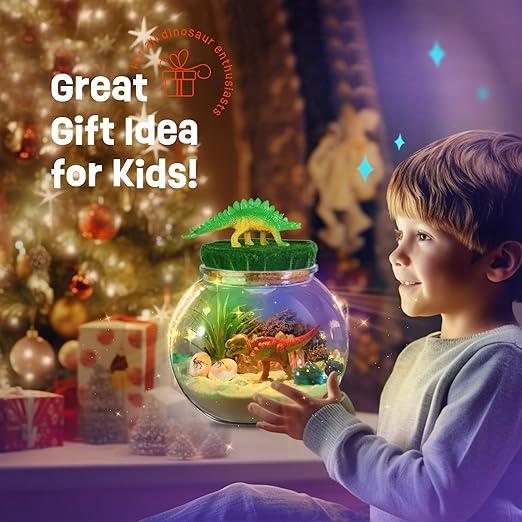 Dinosaur Terrarium Kit for Boys & Girls | Creative Dinosaur Gifts for Ages 4-12 | DIY Craft Activity, Fun Birthday Gift, Educational STEM Project, and Hands-On Learning Experience for Kids | Build & Grow Your Own Dino Habitat 4