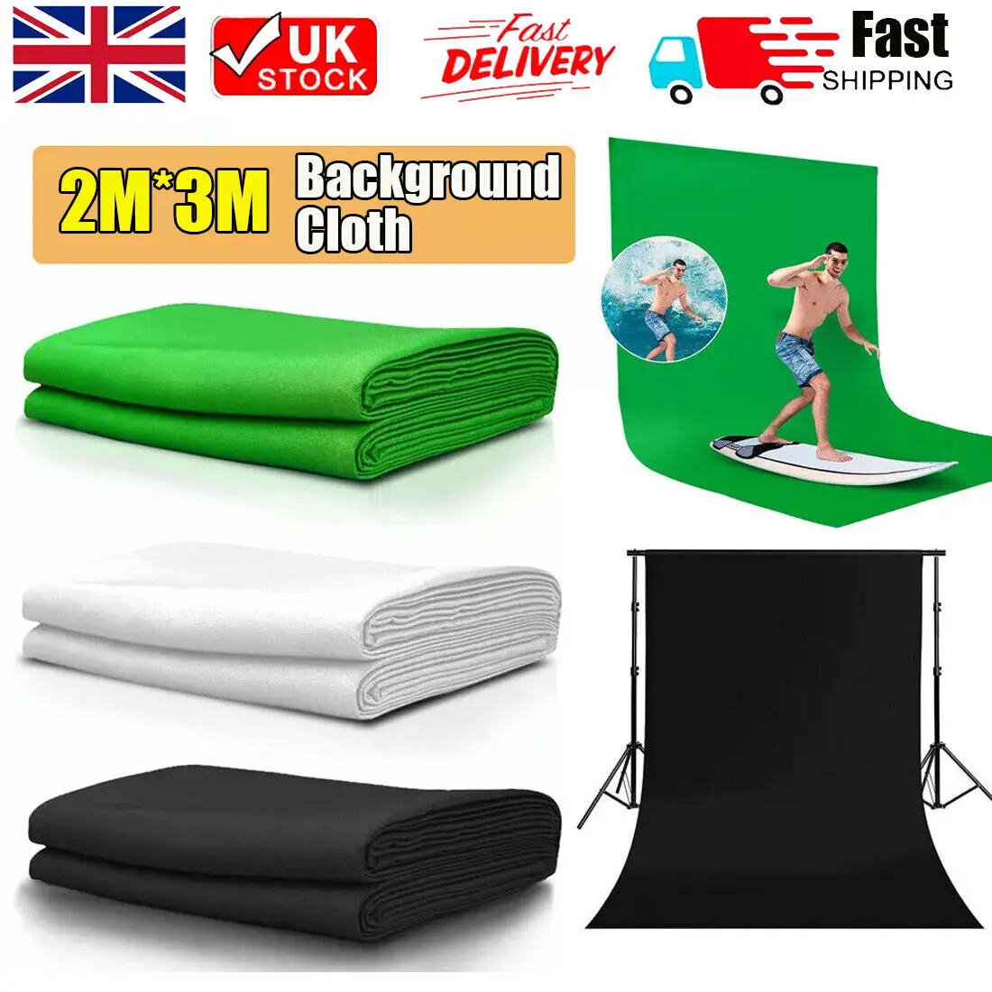 Photography Backdrop Photo Background Fabric Screen Studio 2X3M 3 Colors UK