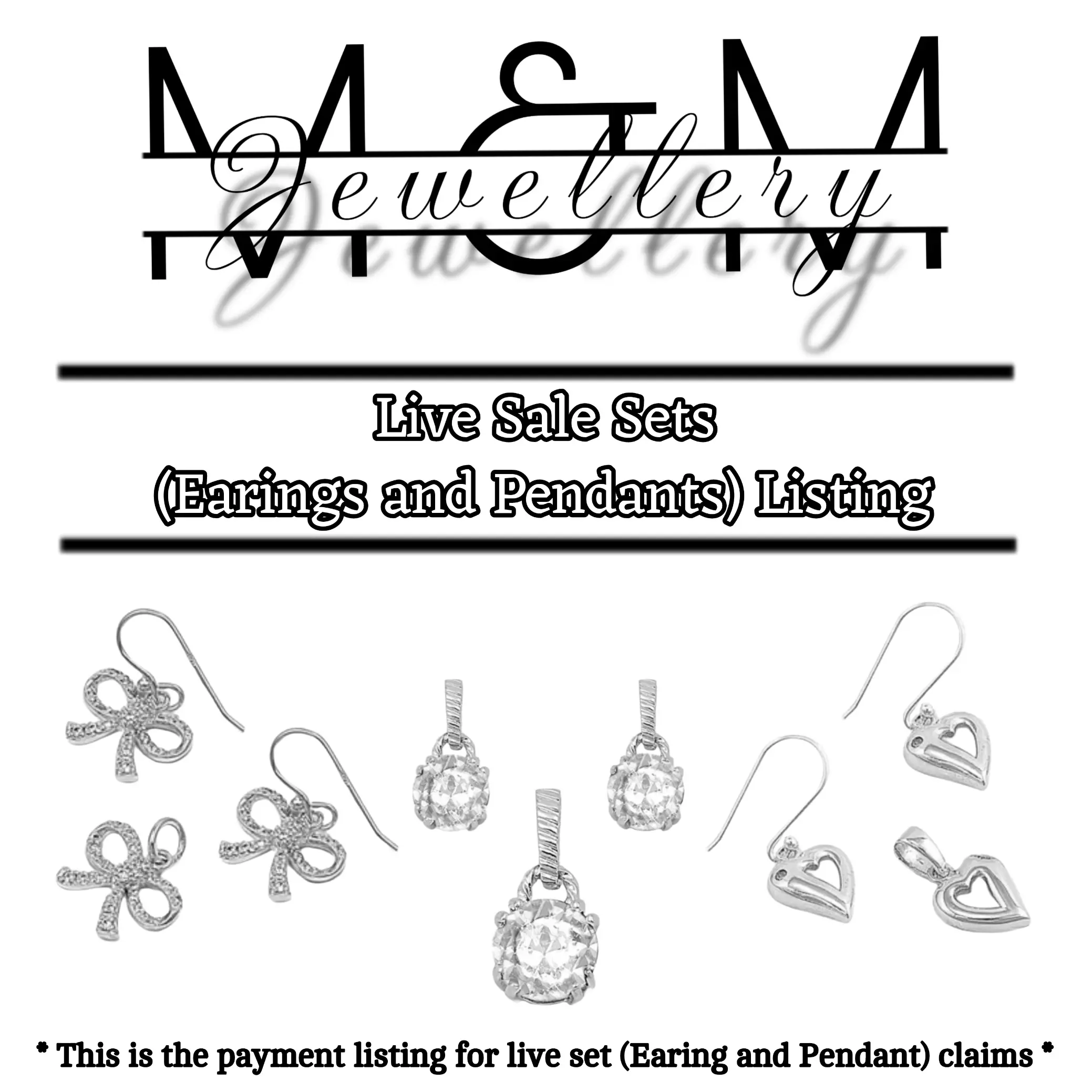 Sterling Silver Set LIVE SALE - Earrings and Pendants SETS - LIVE CLAIMS