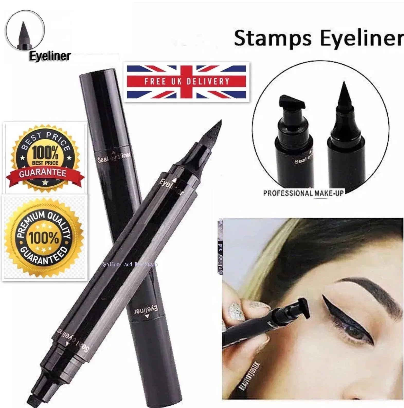 Black Winged Eyeliner Stamp Waterproof Eye Liner Pencil Liquid Cat Eyes Pen UK Lipliner Makeup