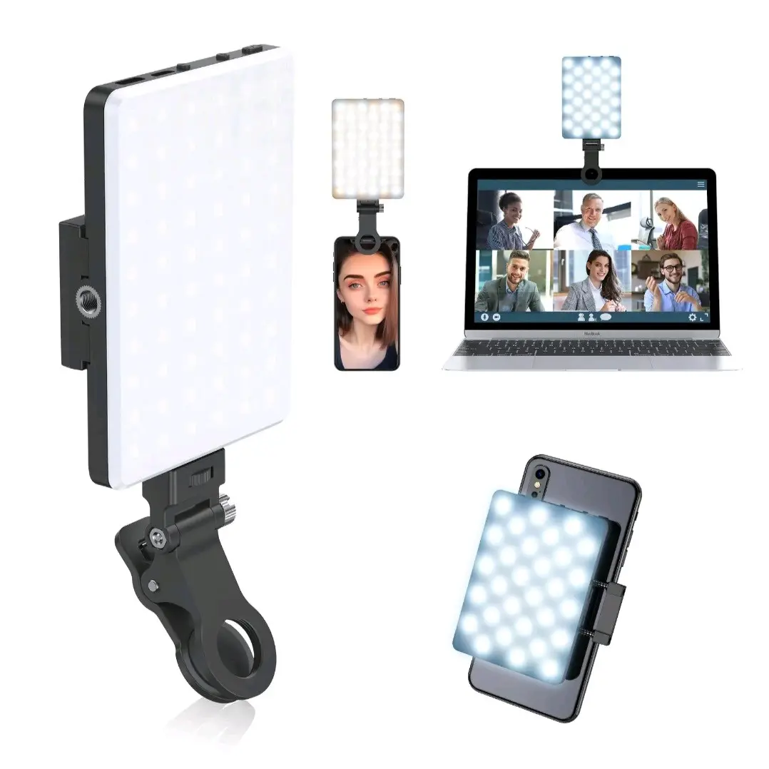Selfie light with front & back phone clip, Rechargeable, Clip-On, 3 Modes, Perfect for Phone, Laptop, Tablet, Meetings & Makeup! Accessories Cellphone Smartphone