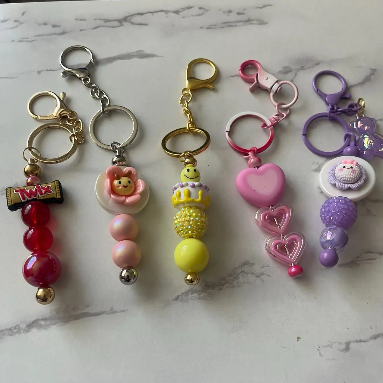 Beaded Keyrings 5in a pack