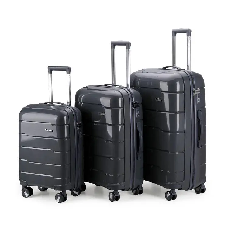 2 colour luggage travel bags suitcase unbreakable suitcase baggage hard shell 8 wheel 4