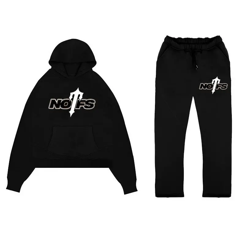 American Retro NOFS Printed Y2k Sports Suit Loose Casual Hooded Sweatshirt Autumn and Winter Men's and Women's Casual Trousers 8