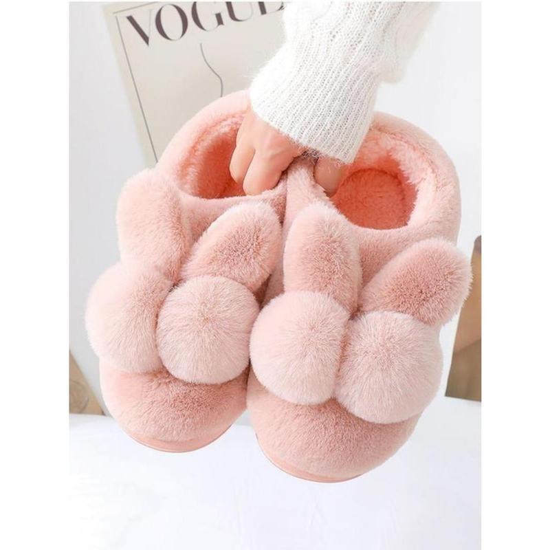 Women's Cute Cartoon Rabbit Design Plush Slippers, 1 Pair Soft Comfy Warm Bedroom Slippers, Ladies & Girls Home Slippers for Fall & Winter 1