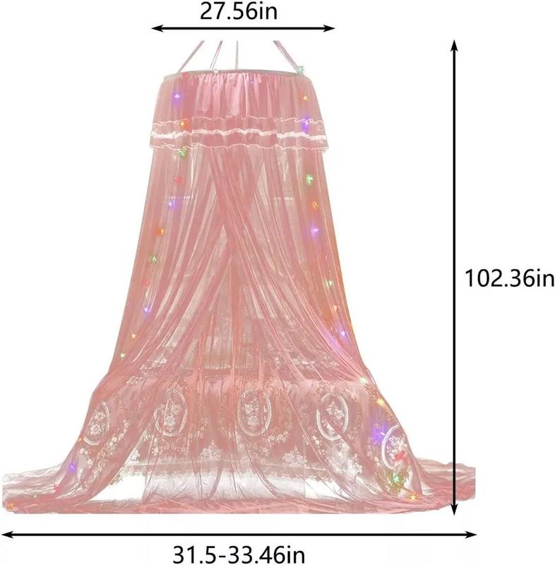 Kids Baby Bed Canopy Bedcover Mosquito Net Curtain Bedding Dome Tent LED Light - Lightweight and Breathable 3