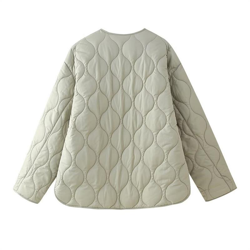 Product Introduction of PB&ZA2024 Autumn New Women's Clothing Style Round Neck Loose Lightweight Pocket Decoration Cotton Jacket Quilted Coat 5