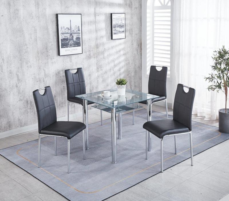 Modernique Compact Tempered Glass Table with 4 Chairs Set Available in Black & Grey 7