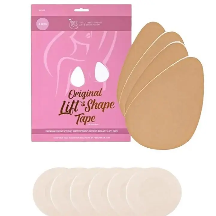 Perky Pear Original Adhesive Bra Stretchy Tape [A-H Cups] - 4 Pieces, Beige, Sweat Proof, Hypoallergenic, Braless, Essential - Womenswear, Cotton boomba  sticky sticky  pads