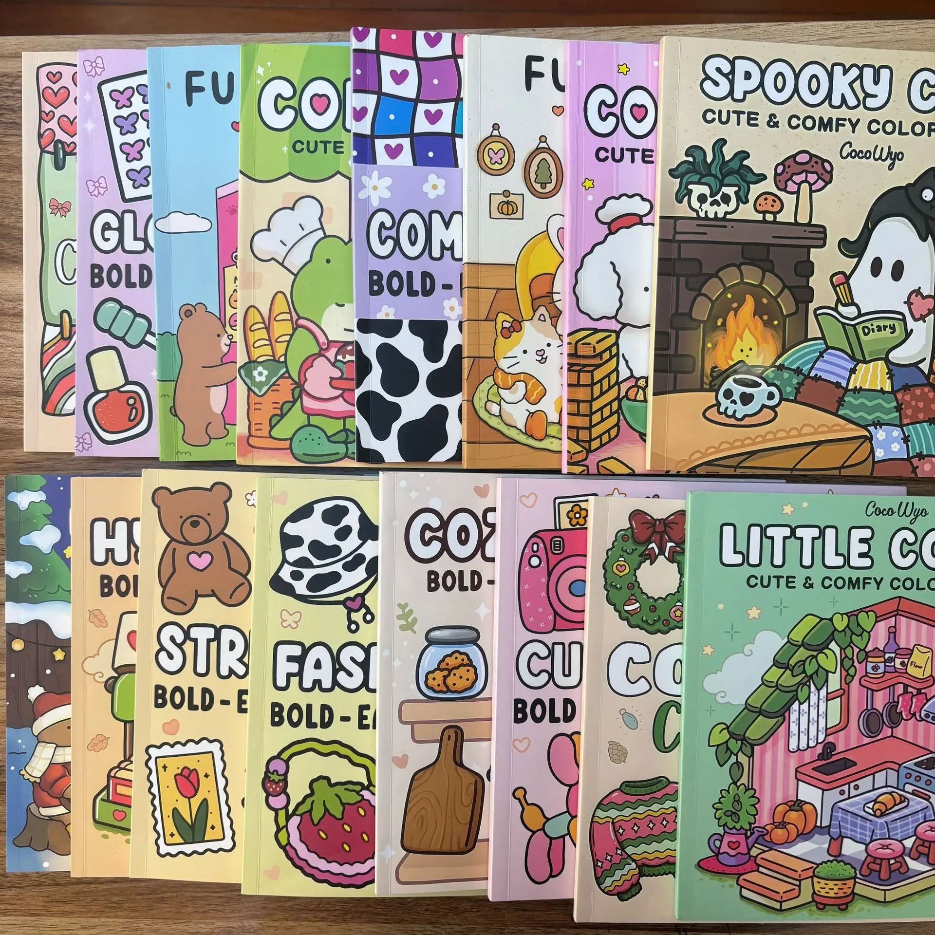 Food & Animal Themed Coloring Book, Cute Cartoon Pattern, 3 Counts/set, Art Supplies for Home School Office, Cozy Cuties Colouring Book, Sassy Gifts