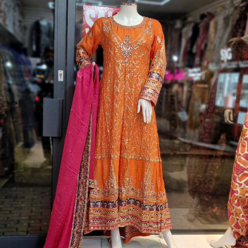 Nikah baraat mhendi dress latest design Womenswear Fabric Chiffon Original Long Sleeve Light Comfort Summer 1