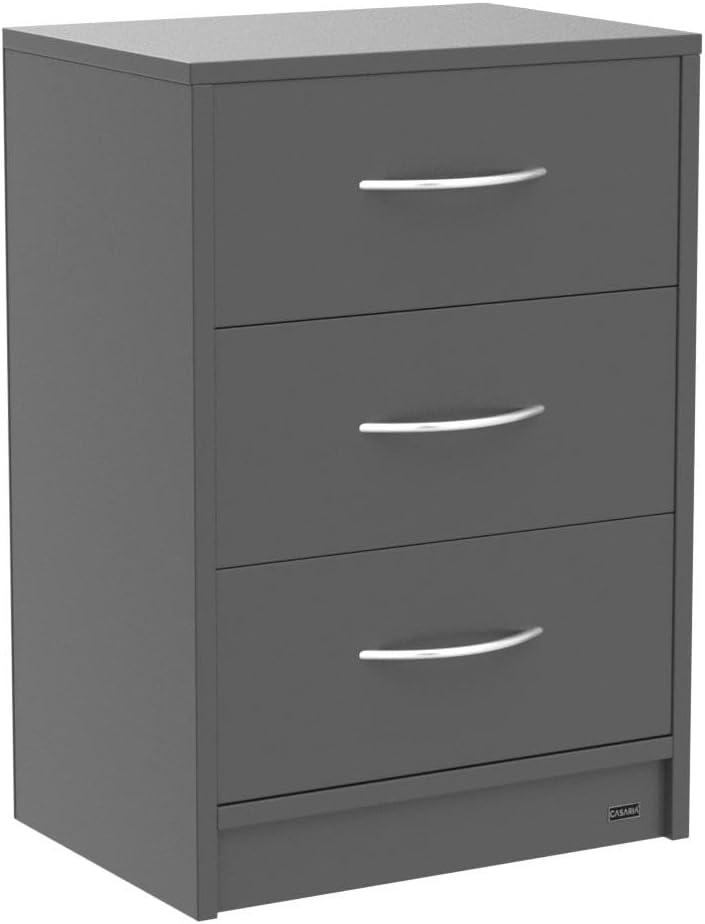 Product Introduction of 3-Drawer Bedside Table | With LED Lighting | Chest Of Drawers | 3 Drawers | Cable Routing Hole | Wall Mounting Option | Bedroom Nightstand | 54x39x28cm | Anthracite Grey 11