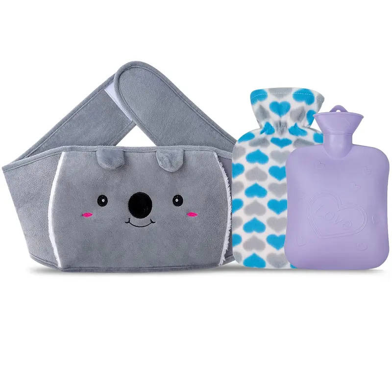 3-Piece Hot Water Bottle Set with Waist Strap for Women's Health Comfortable - Ideal for Home Use Cover Gift Hand Cup 8