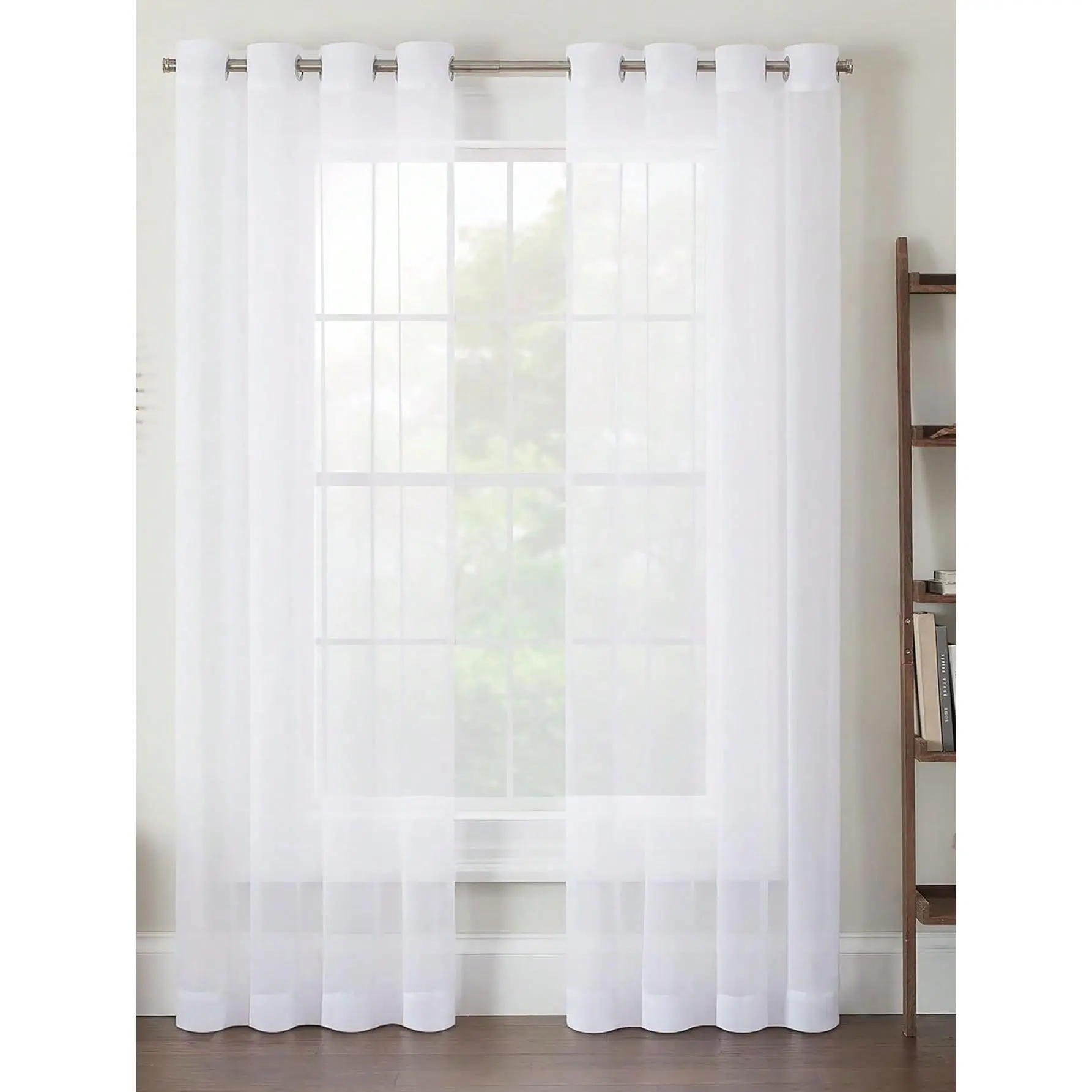 1pc Sheer Curtains With Gromment Top Soft Voile Window Drapes For Living Room,Bedroom, And Kitchen Office Home Decor