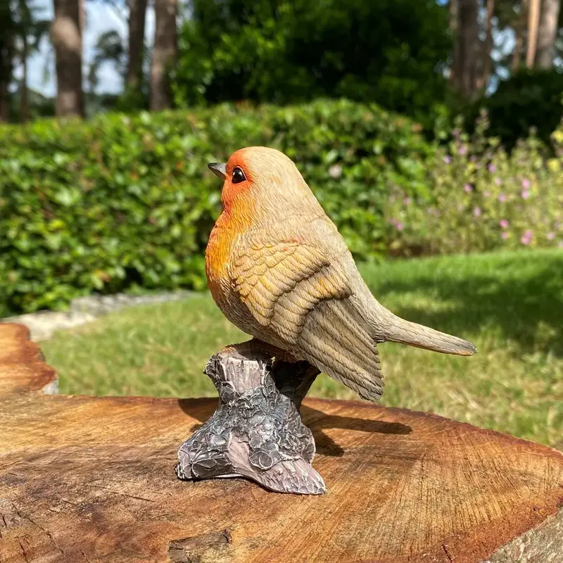 Robin on a Tree Stump Garden Ornament Resin Bird Sculpture Figurine Ornaments Outdoor | Bird Statue Garden Ornaments Outdoor, Resin Accessories, Realistic Garden Statues, Christmas Ornaments Gardening Gifts 2