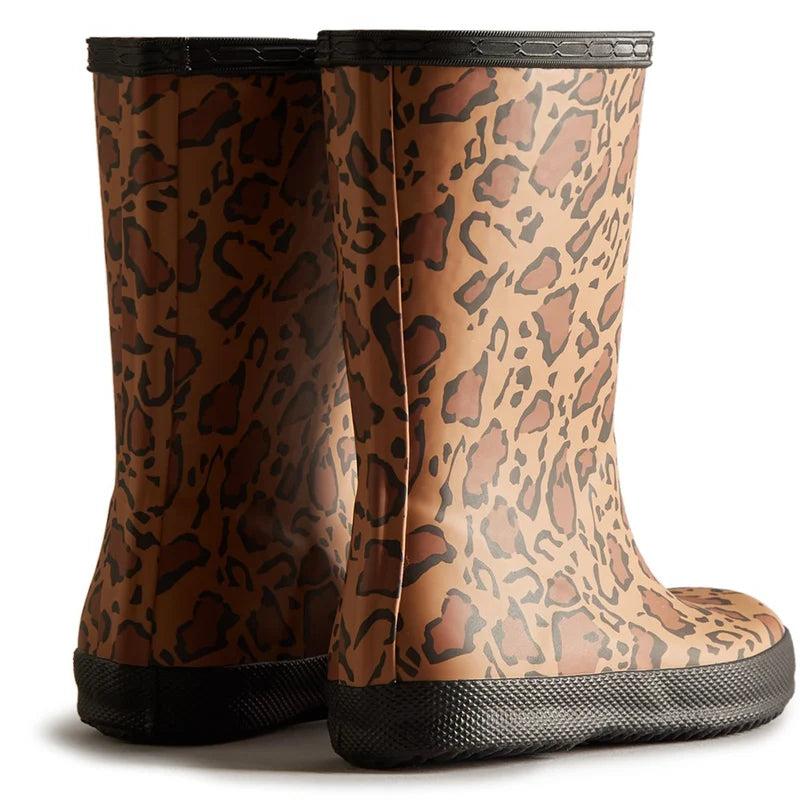 Hunter Kids Hybrid Leopard Brown Print Boots 1