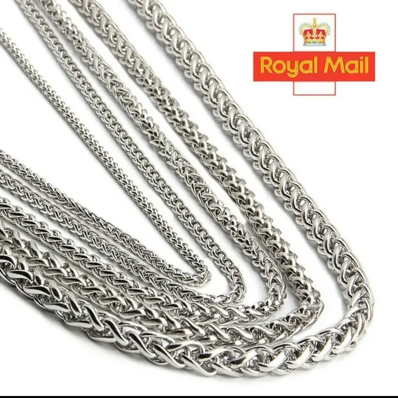 Mens Chain 3 4 5 6 8mm Cuban Link Silver Spiga Womens Necklace Sizes 22" Steel UK 6