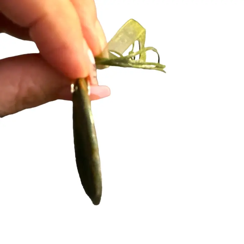 Green agate, polished , tear drop natural crystal pendant 2
