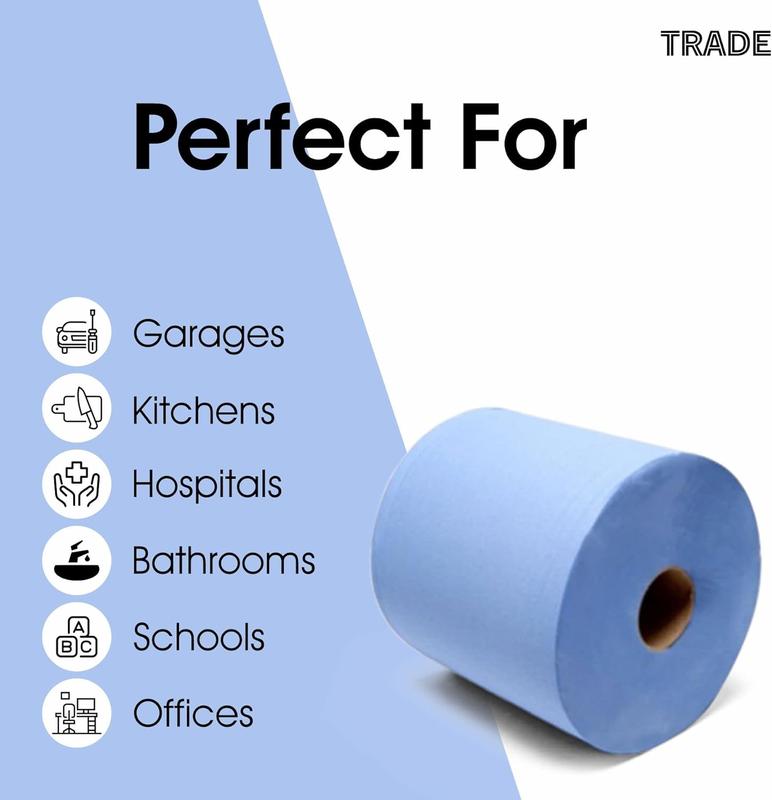 Centrefeed Blue Roll - 2 Ply Embossed Blue Paper Towel Roll (Pack of 12 Rolls) and (Pack of 6 Rolls) Toilet Wipes 3