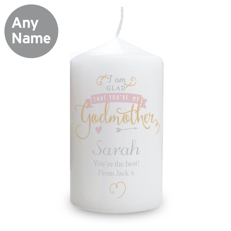 Personalised I Am Glad... Godmother Pillar Candle 3