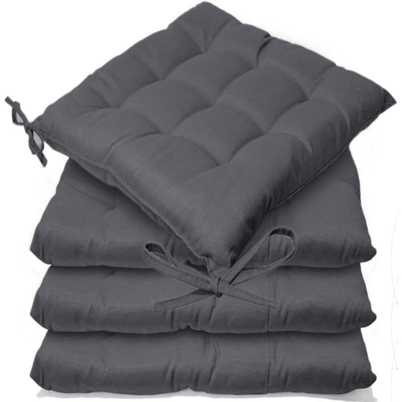 Pack of 8 Seat Pad for Dining Chair Garden Kitchen Chair Cushion With Tie On_9 Stitch_D-grey Indoor/Outdoor Comfortable chair pads for Kitchen seat pads 9 stitch cushions 0