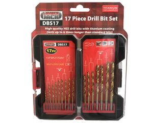 Lumberjack 17 Piece HSS Masonry and Metal Drill Bit Set with Tungsten Carbide and Titanium Coated Bits