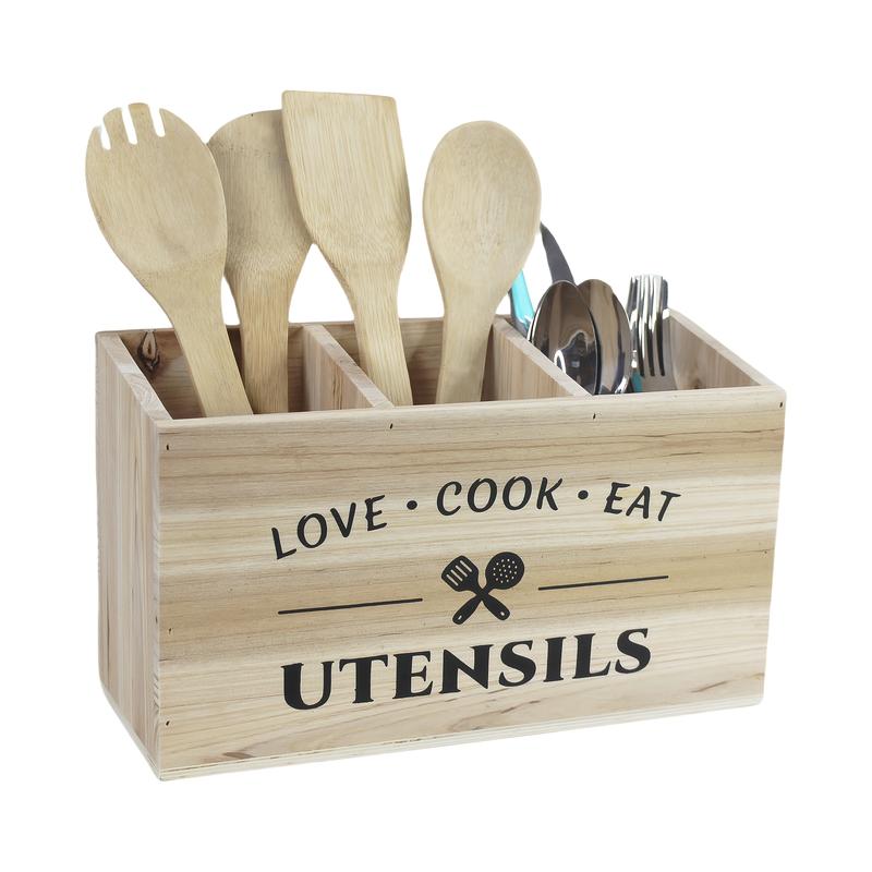 Product Introduction of 1pc Desktop Tableware Storage Box With Grids, Wooden Chopsticks Sorting And Finishing Shelf, Household Storage And Organization For Kitchen, Bedroom, Desk, New Year Spring Festival Gift Supplies 10