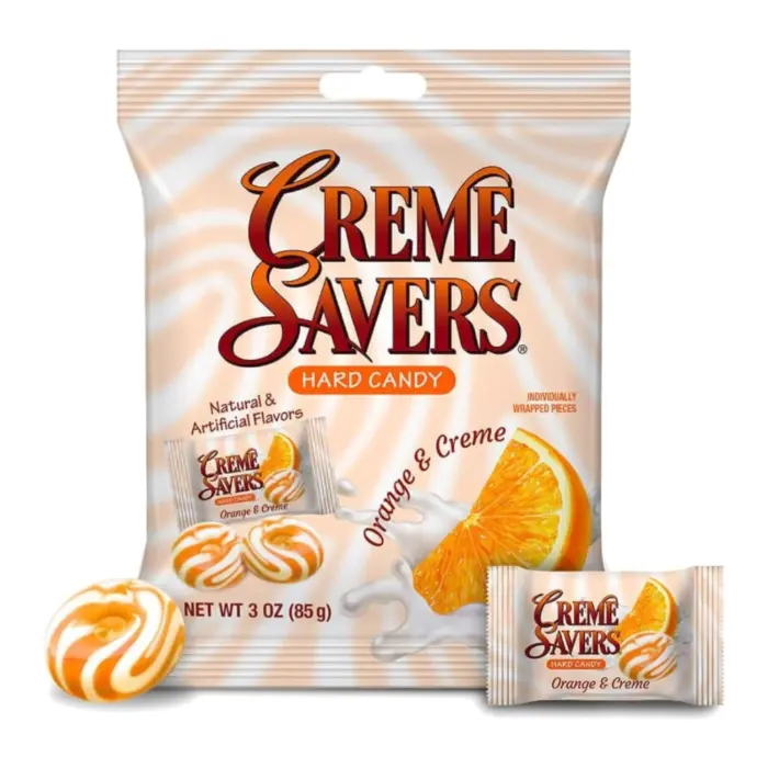 Creme Savers Hard Candy Orange & Cream 3oz (85g) (LIKE CAMPINOS) Bonbon Sweet