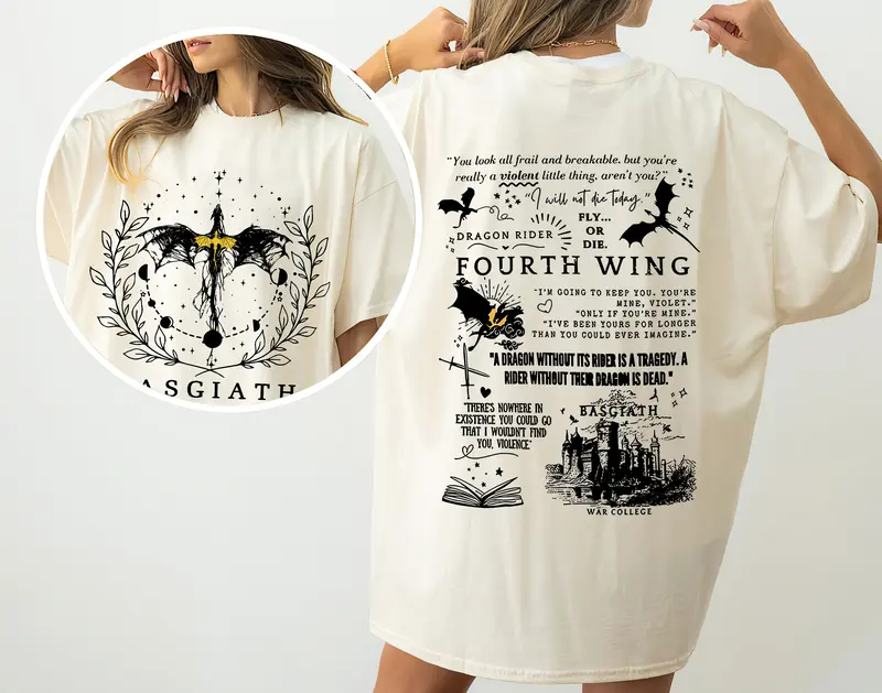 Basgiath War College 2 Sides Shirt, Fourth Wing Shirt, Dragon Rider Shirt, Fourth Wing Merch, Bookish Gift 0