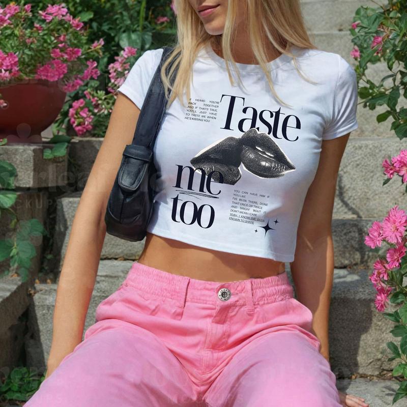 Retro Sabrina Carpenter baby tees, Sabrina Taste Music Unisex Cotton T-Shirt, Sabrina Carpenter Outfit, Sabrina Concert Merch trending top, croptop outfit, basic tops, tee shirt, baby tees 5