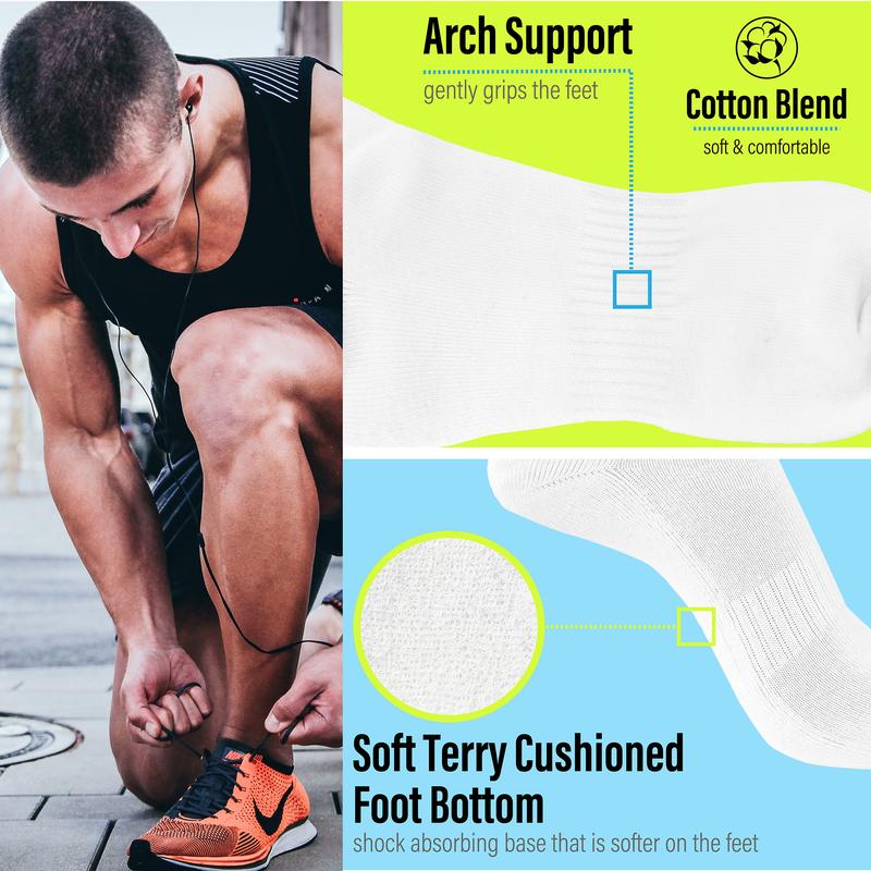 The Essentials Wardrobe Mens Socks 6 Pack Trainer Liner Gym Running Socks Arch Support Moisture Wicking Cushioned Soft Elasticated Ribbed Welt Mens Sports Socks Size 6-11 5