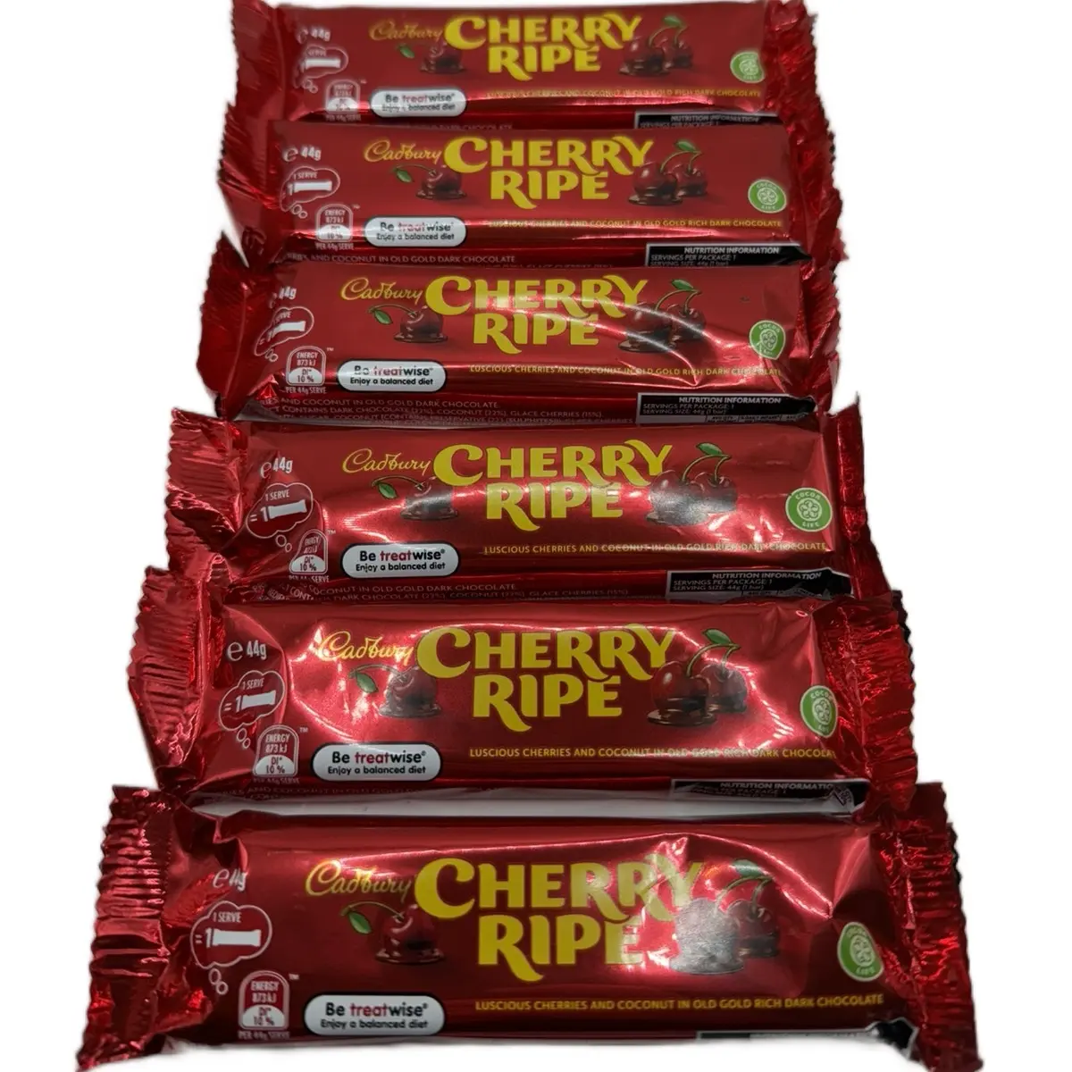 Cadbury Cherry Ripe 6 Pack - Australian Import Dark Chocolate Cherry & Coconut Bar - 6 x 44g Bars Snack Dessert