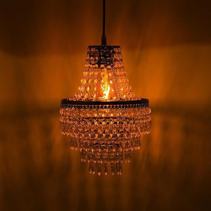 3-Tier Clear Chandelier Light Shade | Lamp Shade for Pendant Light Ceiling Light Shade Acrylic Crystal Chandelier Easy Fit Lampshades for Ceiling Lights for Living Room Bedroom Kitchen Hallway 3