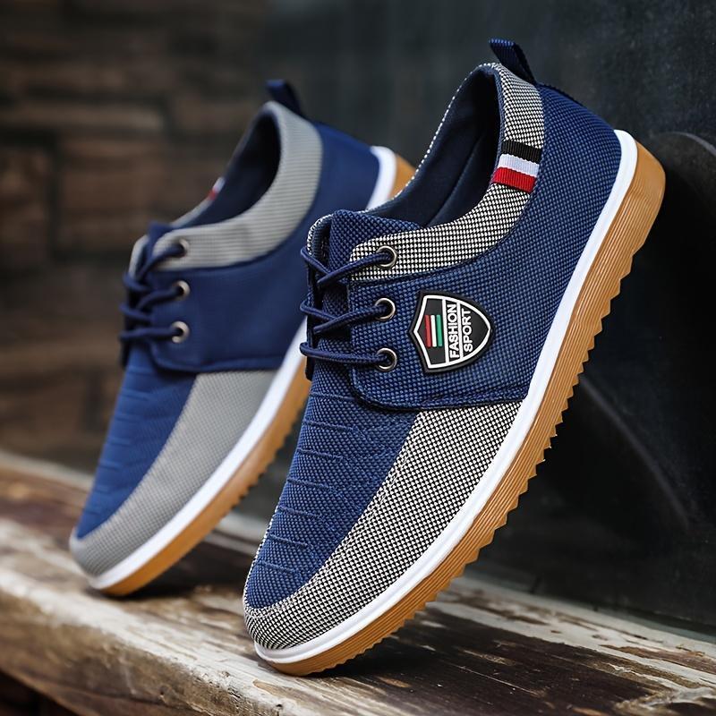Elevate Your Walk: English-Style Men's Canvas Sneakers - Comfortable, All-Season, Solid-Color Lace-ups Closed Trainer Runner Training Athletic Running Sports Shoes Boy Casual Footwear Walking Shoes 5