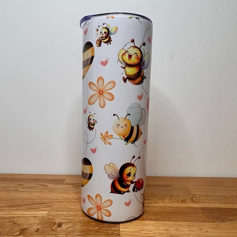 Personalised Bumble bee 20oz Stainless Steel Skinny Tumblers Portable Straw Flasks Water Bottles Drinkware Stylish 4