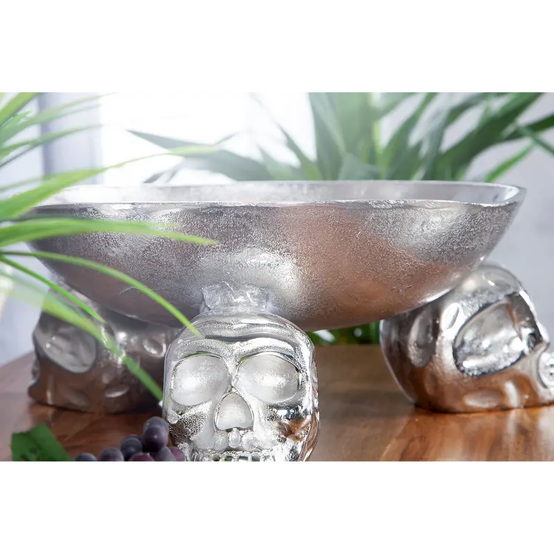 Design decorative bowl SKULL 35cm silver aluminum skull 2