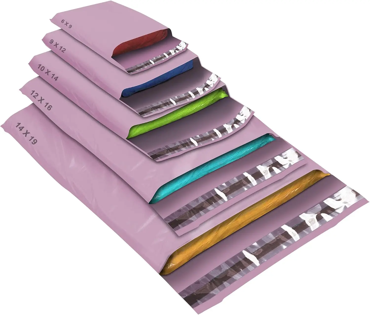 50 Mixed Size Pink Mailing Bags, Self Seal Strong Waterproof Poly Plastic Envelopes for Parcels, Packaging, Small, Medium, Large Mail, Shipping Courier Delivery Bags 5 Sizes, (Baby Pink / Grey / Hot Pink / Multi Colour) mailing  bag postage  bags