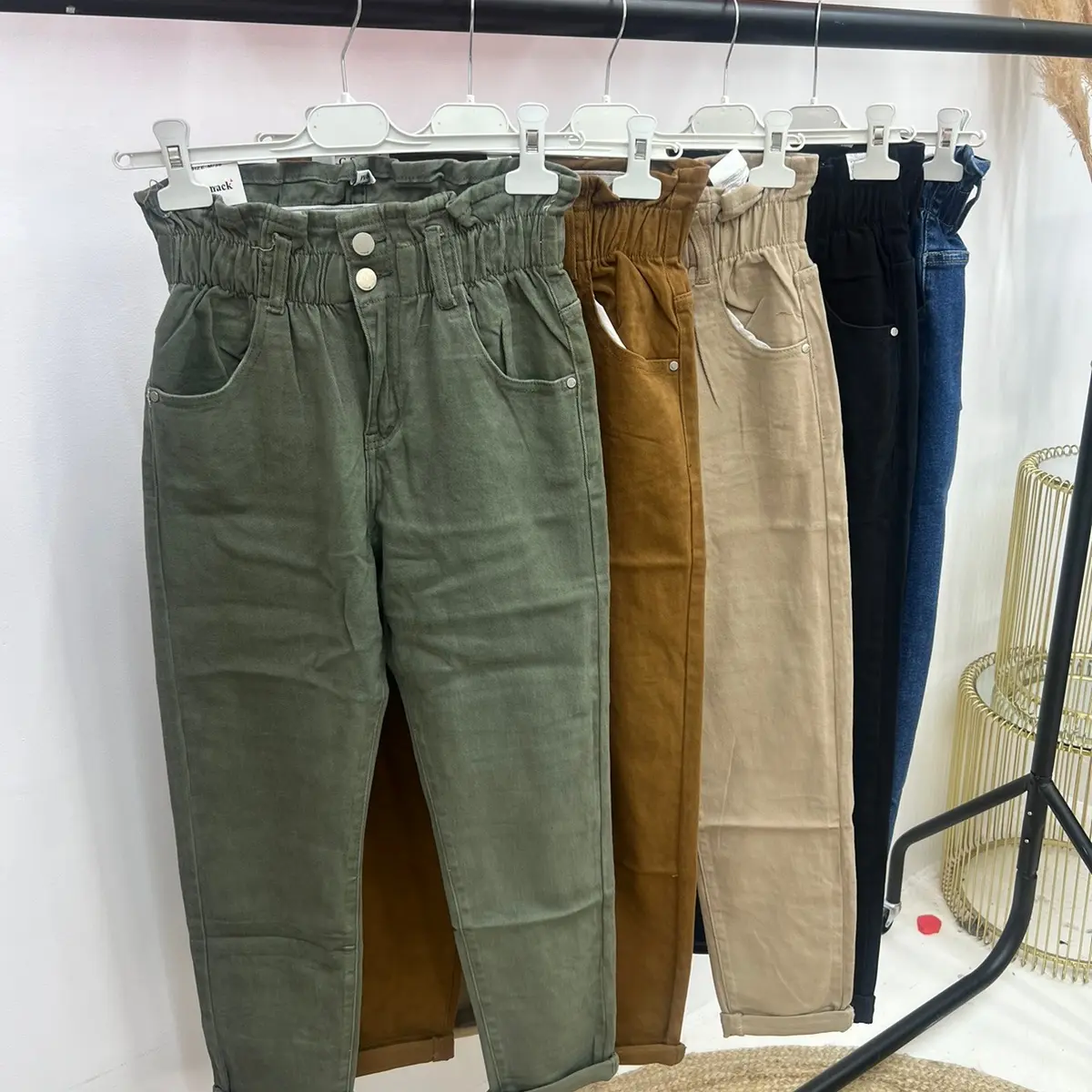 VIRGO BOUTIQUE paper bag high waisted stretch jeans