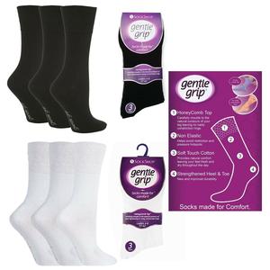 New 3/6 Pairs Gentle Grip Non Elastic Diabetic Soft Cotton Socks Men Women UK4-8 Menswear Day Plain Long