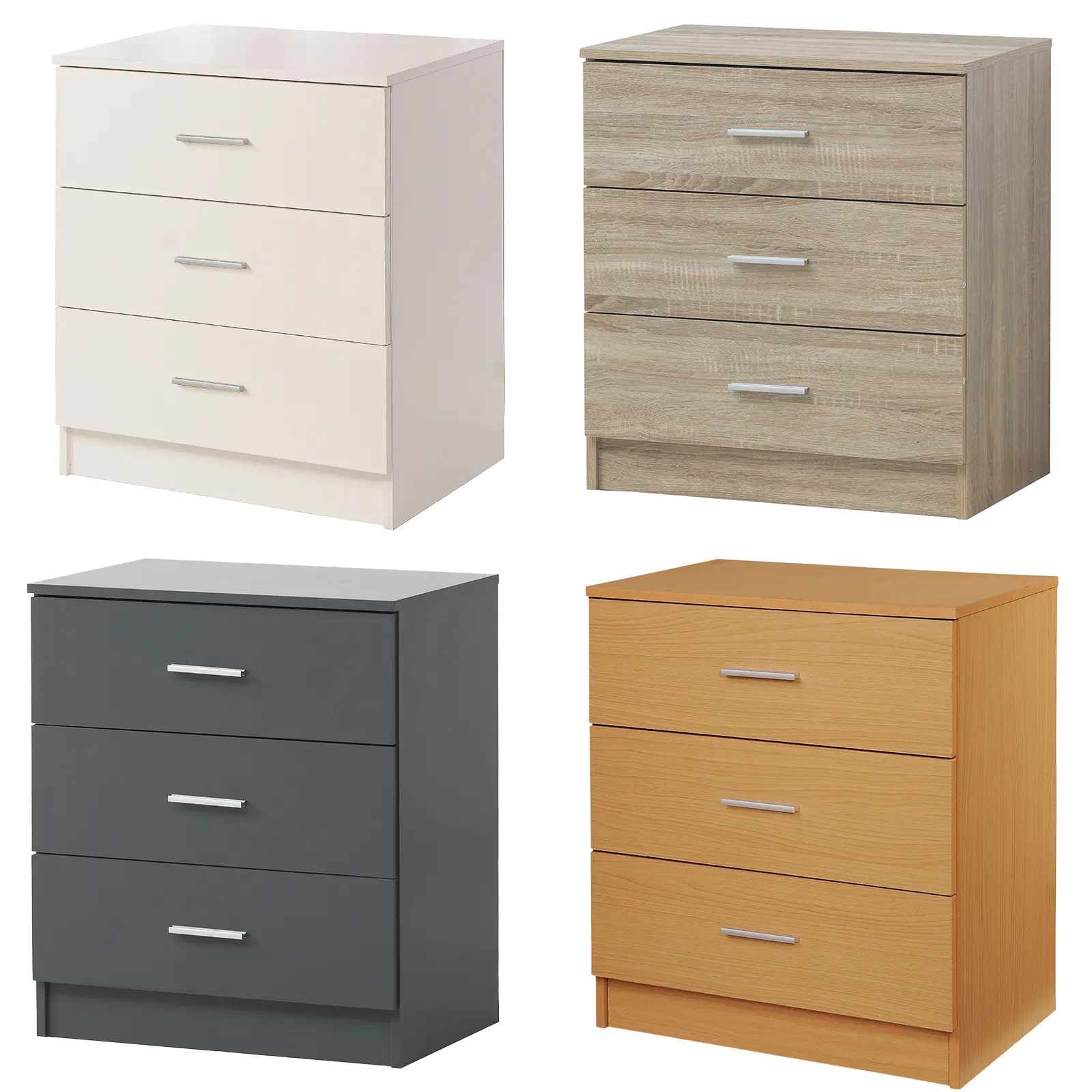 Modern Chest of Drawers for Bedroom Storage in 4 Colours - Metal Handles