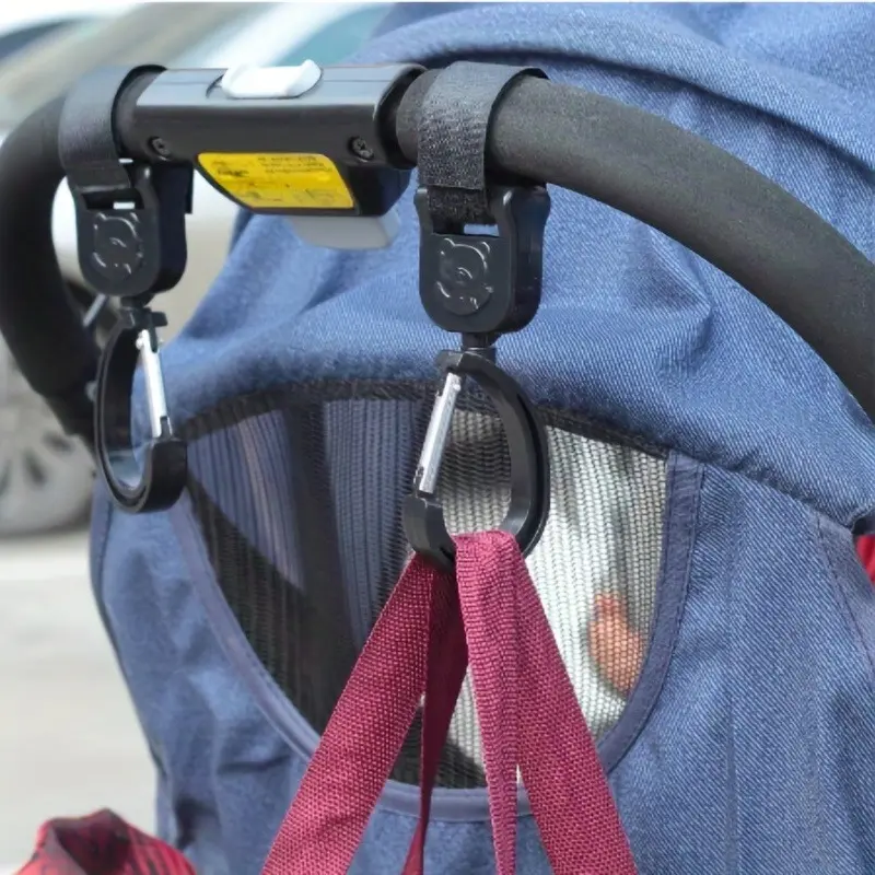 2pcs Baby Stroller Hooks For Bag, Electric Bottle Car Hanging Hook, High Landscape Car Hook Rotating Car Hanging Buckle Accessories 3