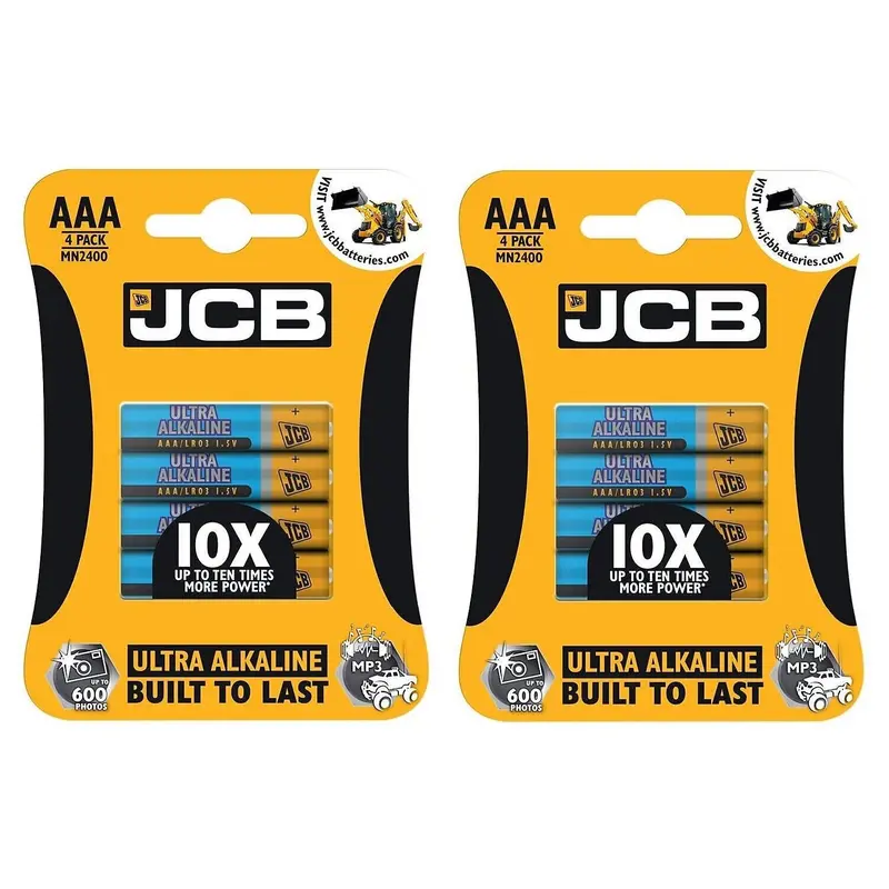 JCB AAA Ultra Alkaline Batteries | 1.5V | LR03 MN2400 | 10x More Power | 8 Pack 0