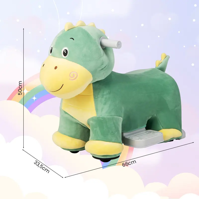 6V Electric Animal Ride On Toy with Music Function-Green 3