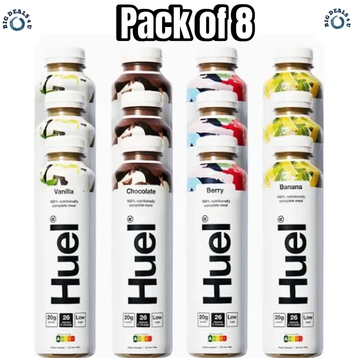 Huel Ready to drink Meal Supplement,Vanilla,Banana,Chocolate,Berry 8X500ML E