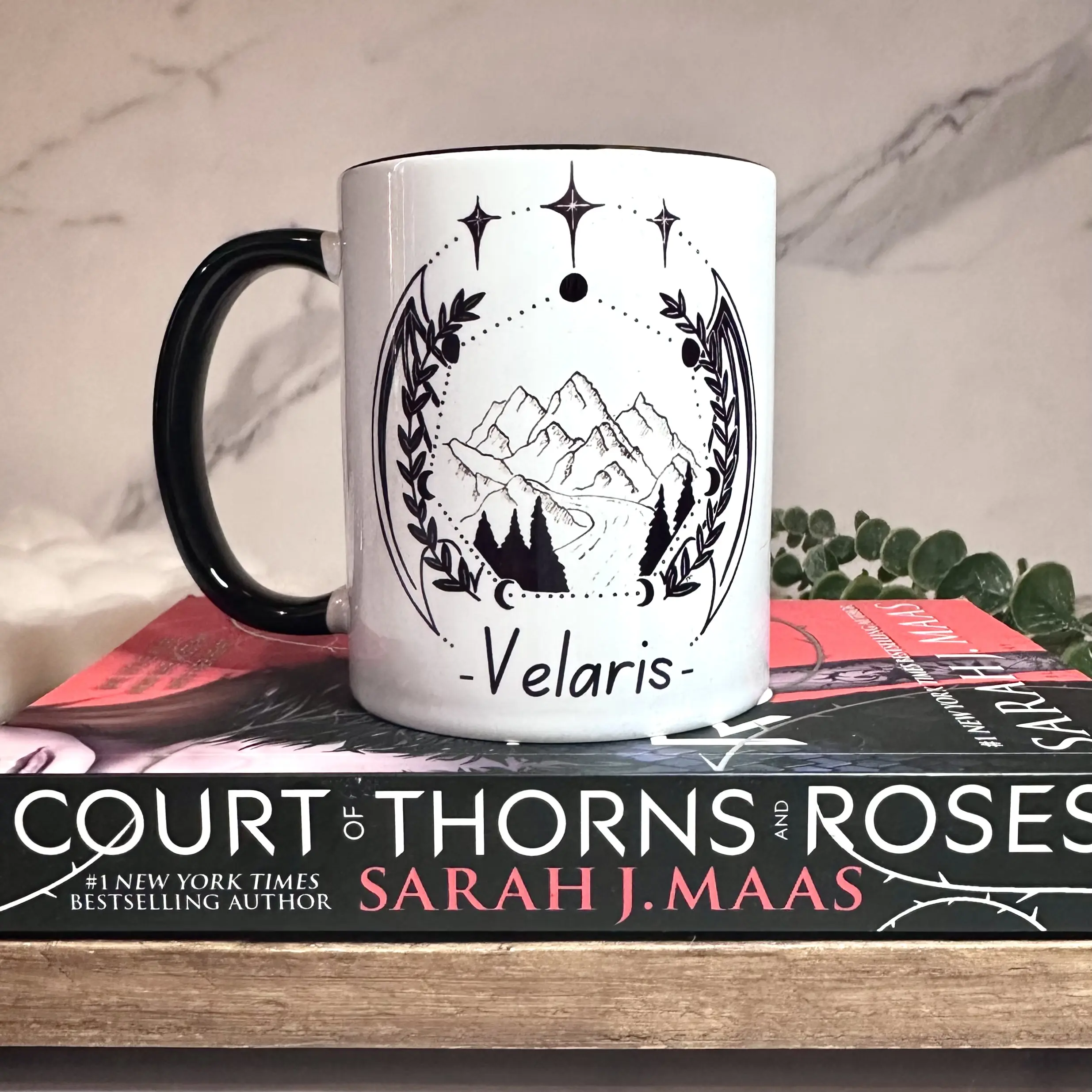 Velaris City Of Starlight  Black Lined Mug, Acotar Tea Or Coffee Mug, Bookish Merch, A Court Of Thorns And Roses, Black Handle
