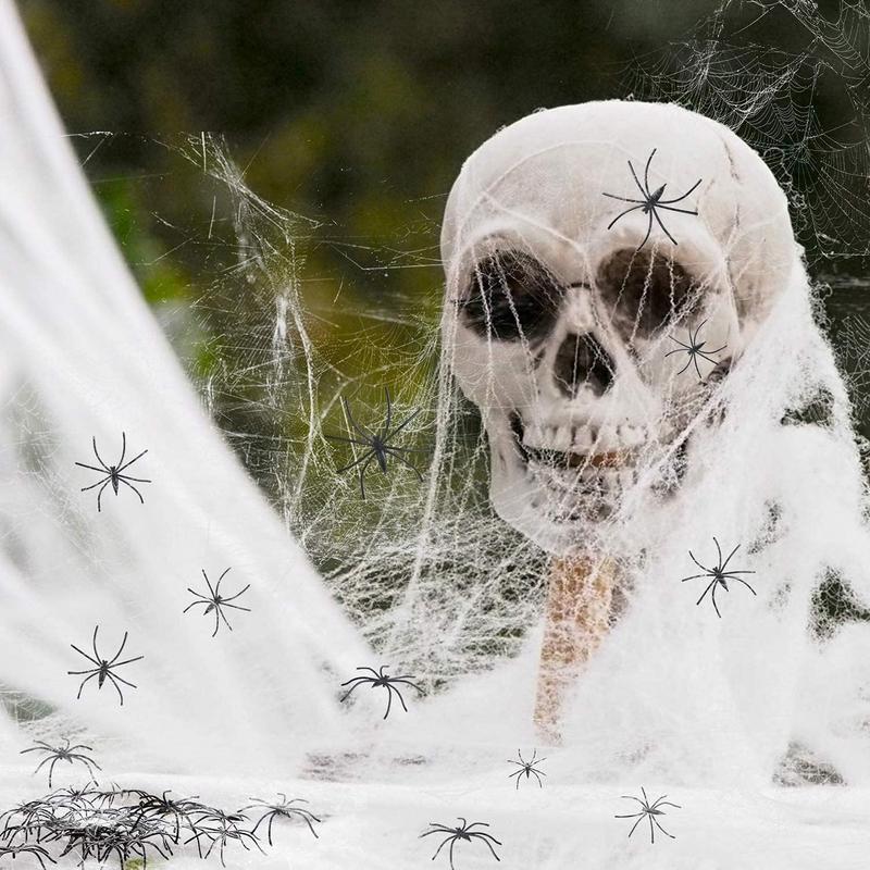 60g Halloween Spider Web Decoration with 30PCS Realistic Fake Spiders - Stretchable Cobwebs for Halloween 2024 | Trendy Halloween Aesthetic Décor for Parties | Spooky Nostalgic Decorations for TikTok Trends | Perfect for Halloween Plastic Room Ornaments 6