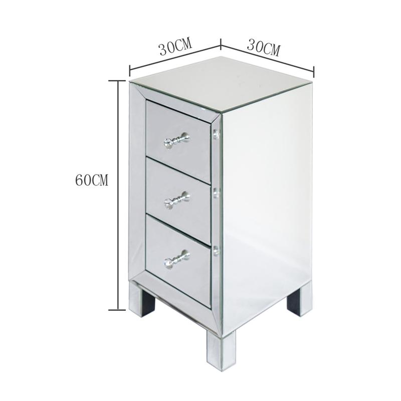 Contemporary Bedside Table with Drawers - Modern Mirrored Nightstand 3-Drawer Design for Stylish Bedroomécor 2
