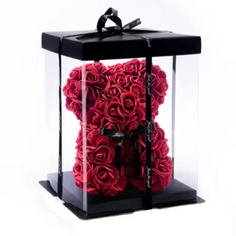 Artificial Rose Bear with Box Romantic Creative Gifts for Valentine's Day Eternal Rose Bear - A Romantic Gift for Her Foam Flowers 20cm, 1PC Decor Decorative Fruit Plants Ornaments 7